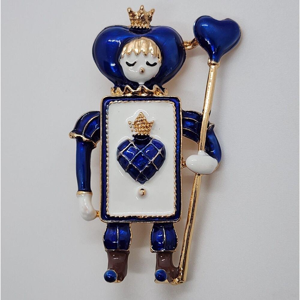 Ace of Hearts Wonderland Blue Soldier Enamel Pin Brooch Whimsical